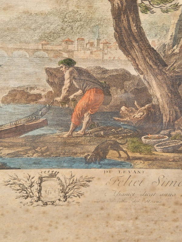 Suite De 4 Gravures Encadrées, La Pêche, XIXème Siècle