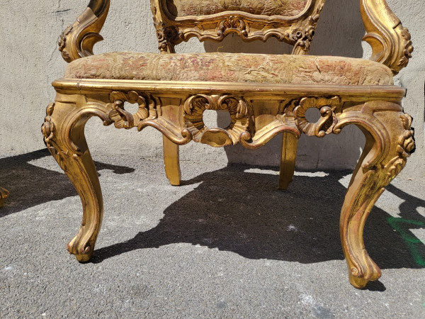 Pair Of Louis XV Armchairs, Venice, Late 19th Early 20th Century