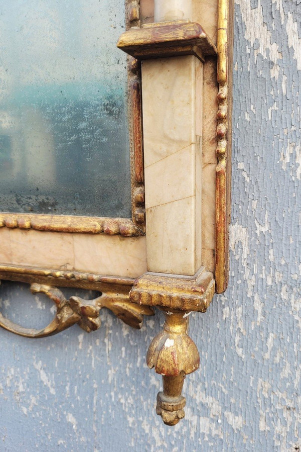 Miroir En Bois Et Marbre, Italie XIXème Siècle