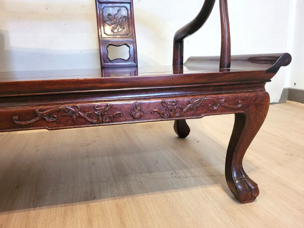 Banquette Chinoise En Bois Sculpté, Fin XIXème Début XXème Siècle