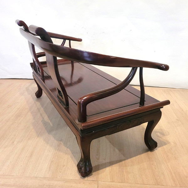 Banquette Chinoise En Bois Sculpté, Fin XIXème Début XXème Siècle