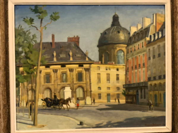 Maurice Delavier View of the institute from the Quai Malaquais Dated 1944 Oil On Hardboard