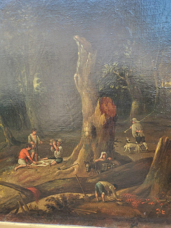 Forest landscape, framed oil on canvas, 19th century