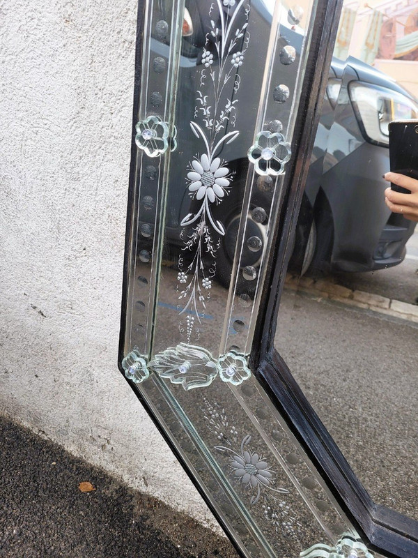 Very Large Engraved Venice Mirror, 260 Cm, 20th Century