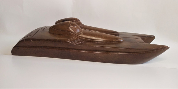 Chris Craft  Boat Carved Ebony Katamaran 20th C