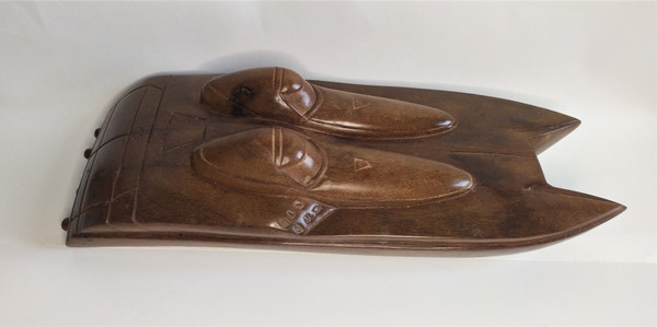 Chris Craft  Boat Carved Ebony Katamaran 20th C