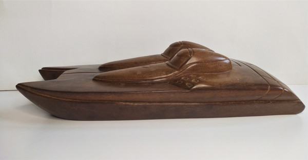 Chris Craft  Boat Carved Ebony Katamaran 20th C