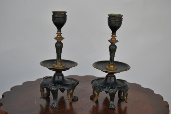 Bronze Cup + Napoleon III candlesticks