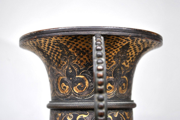 Damascene vase in the Zuloaga taste, France 19th century