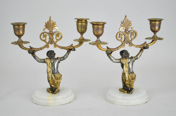 *Offre spéciale  *Pair Of Nubian Candelabra, 19th Century