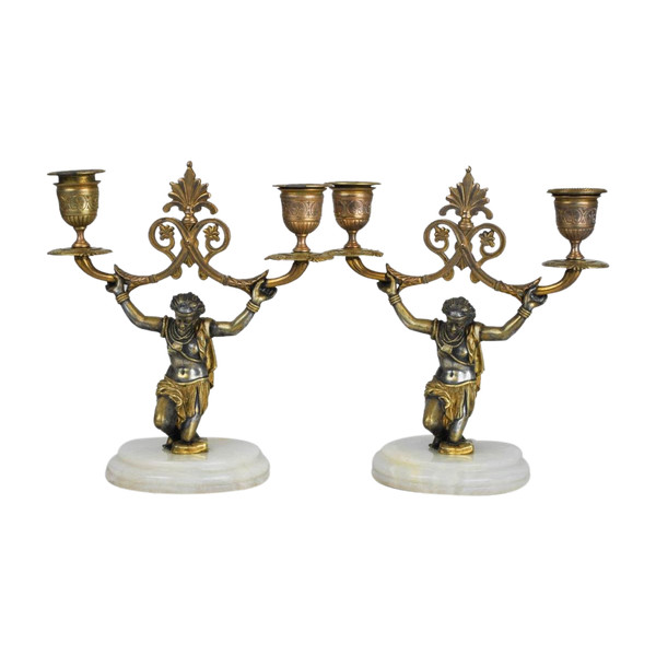 *Offre spéciale  *Pair Of Nubian Candelabra, 19th Century