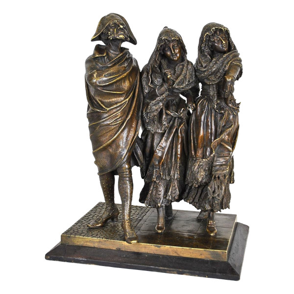 Groupe De Personnages Elégants En Bronze, A Pandiani, XIXème