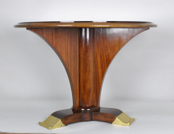 Jules Leleu, Art Deco mahogany pedestal table, 20th century