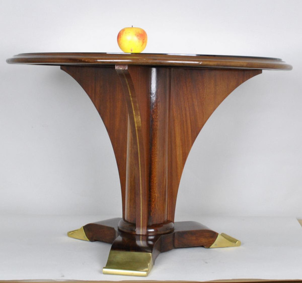 Jules Leleu, Art Deco mahogany pedestal table, 20th century