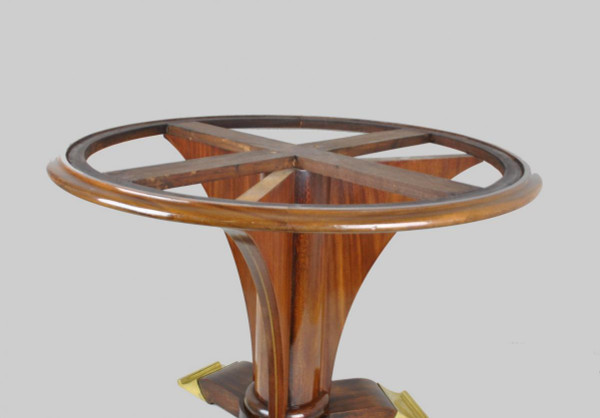 Jules Leleu, Art Deco mahogany pedestal table, 20th century