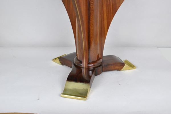 Jules Leleu, Art Deco mahogany pedestal table, 20th century