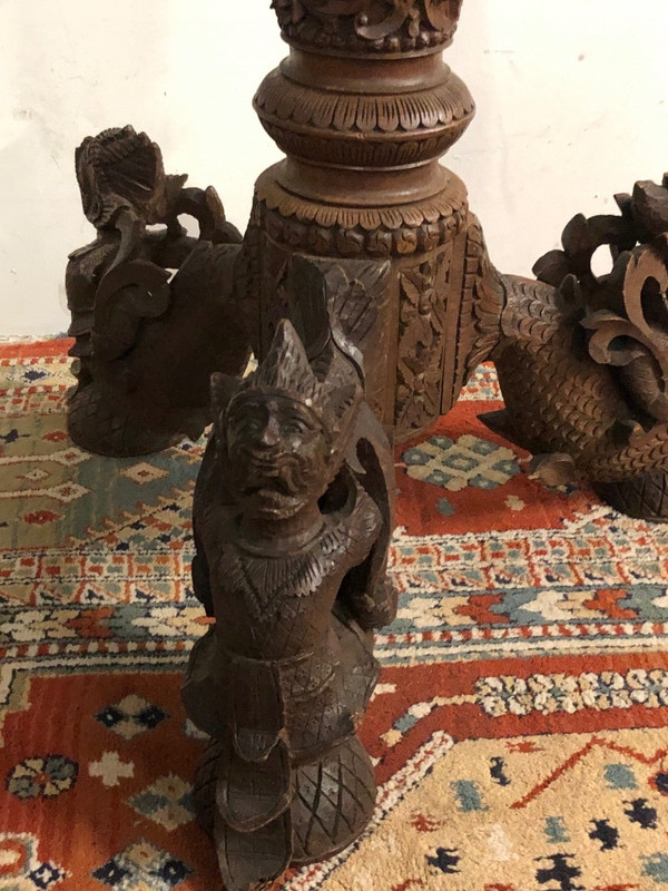 Thai Pedestal Table - Exotic Wood Early 20th Century