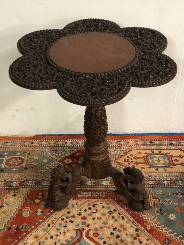 Thai Pedestal Table - Exotic Wood Early 20th Century