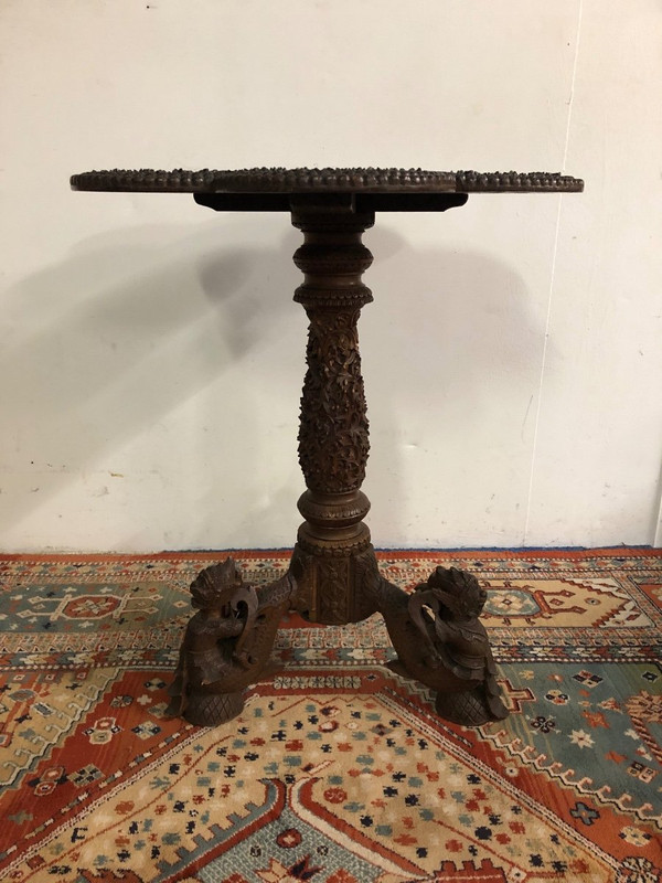 Thai Pedestal Table - Exotic Wood Early 20th Century