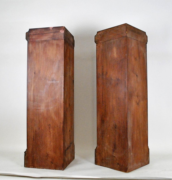 Pair Of Corner Sheaths, Mahogany And Bronze 20th