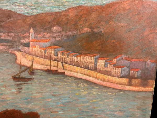 Ed . Poulain - Vue D'un Port Dated 1920 - Oil On Canvas