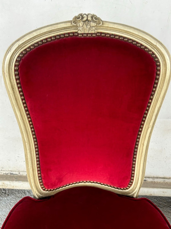 Pair Of Lacquered Low Chairs In Louis XV Style Circa 1950