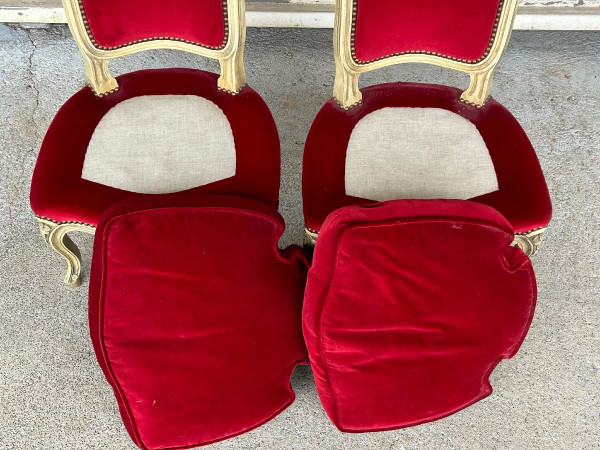 Pair Of Lacquered Low Chairs In Louis XV Style Circa 1950