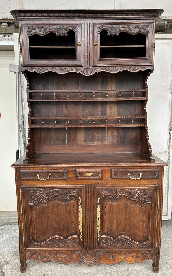 Buffet Vaisselier Normand Eschenholz Stil Louis XV XIX.