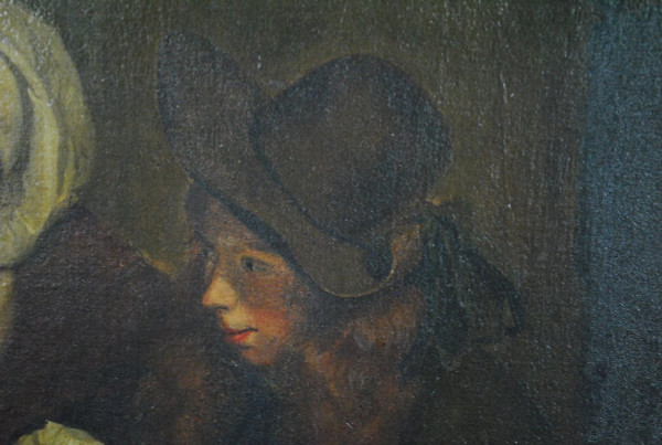 Huile Sur Toile, Scène d'Intérieur, école Du Nord, XIXème Siècle