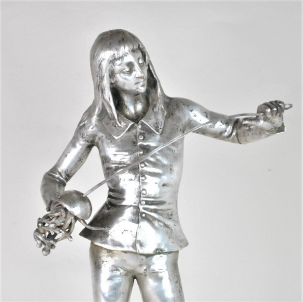 E Laporte, 1st Arms, Signed Silver Bronze, 19th Century