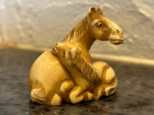 Netsuke - Okimono Chevaux Ivoire Début XIXéme Siècle