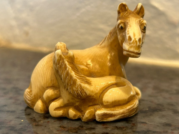 Netsuke - Okimono Chevaux Ivoire Début XIXéme Siècle