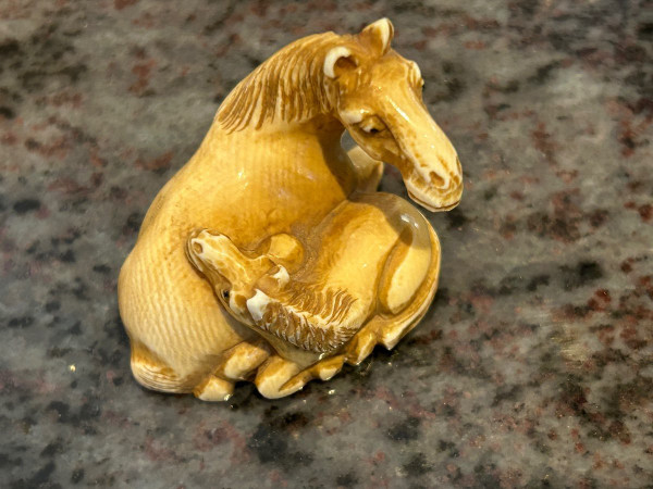 Netsuke - Okimono Chevaux Ivoire Début XIXéme Siècle