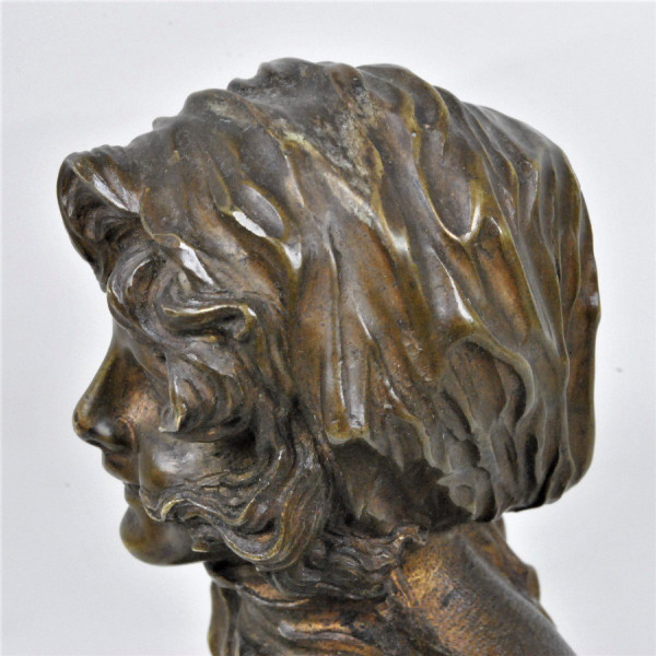 F Renard, Buste De Femme, Sculpture En Bronze, Art Nouveau, XXème Siècle