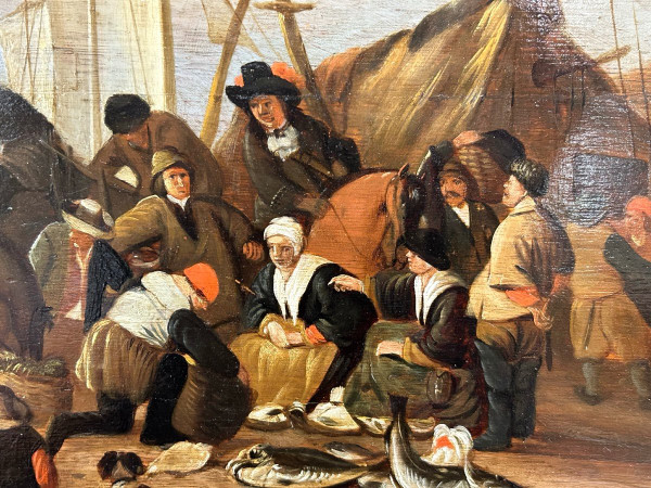 Large Painting - Peinture Sur Panneau De Bois école Hollandaise Fin XVII Ou Début XVIIIéme