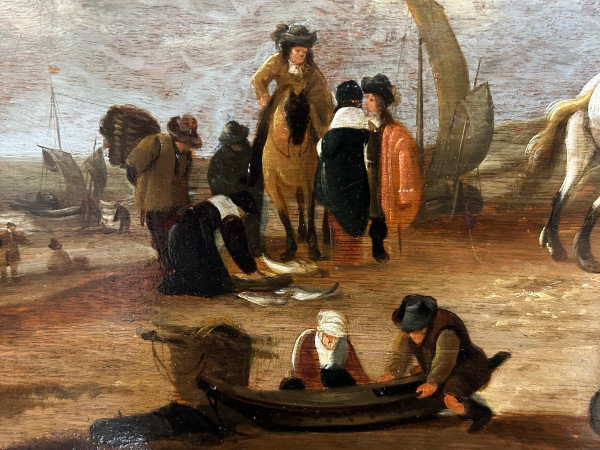 Large Painting - Peinture Sur Panneau De Bois école Hollandaise Fin XVII Ou Début XVIIIéme