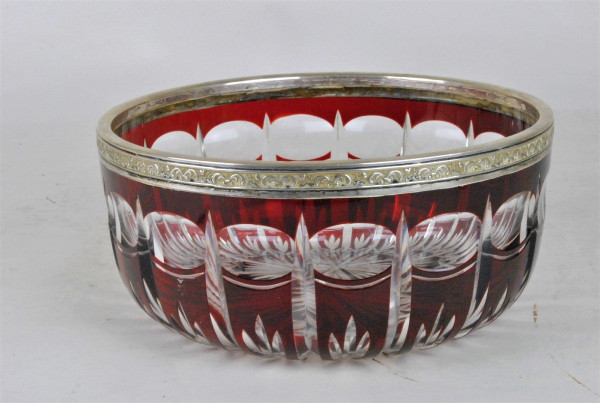 Ruby Crystal Cup With Silver Frame, Late 19th Early 20th Century