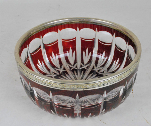 Ruby Crystal Cup With Silver Frame, Late 19th Early 20th Century