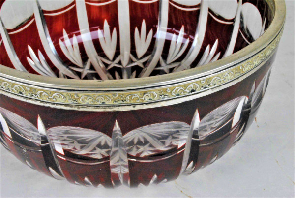 Ruby Crystal Cup With Silver Frame, Late 19th Early 20th Century