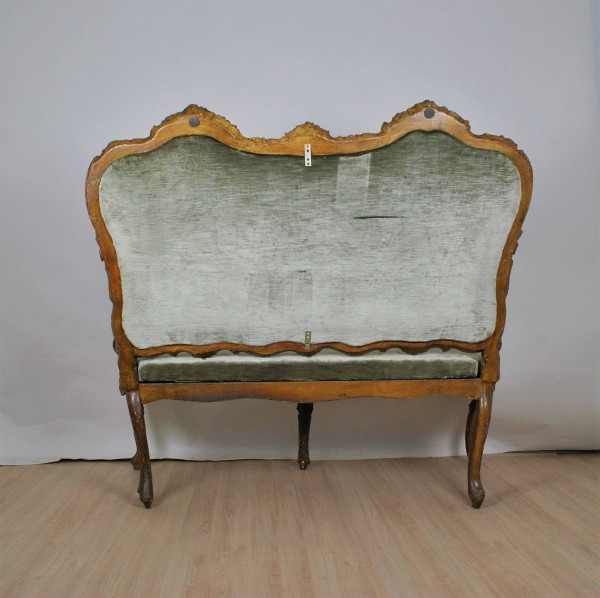 Venise, Banquette En Bois Laqué Et Doré, XIXème Siècle