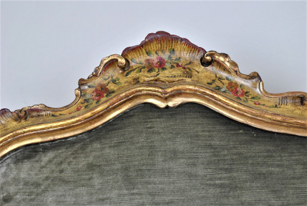 Venise, Banquette En Bois Laqué Et Doré, XIXème Siècle