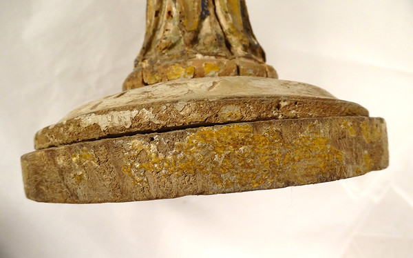 Pair of large polychrome carved wooden candlesticks 16th and 17th century candlesticks