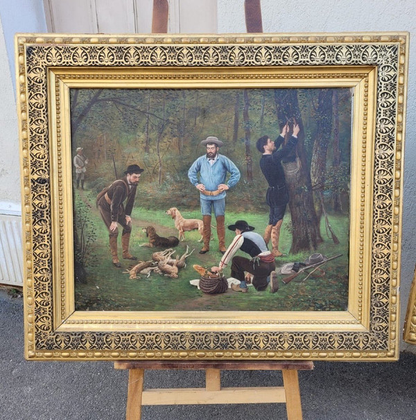 F Brillaud, Paire De Tableaux, Scènes De Chasse, XIXème Siècle