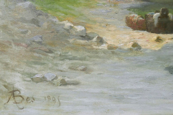 FRENCH school in 1895, Washerwomen at the river