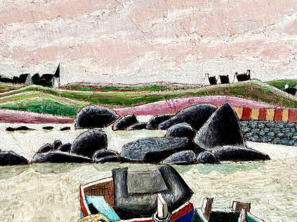 François Szulman, Painting 1970s, View of Port "Breton Barques".