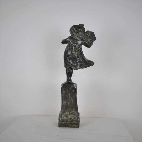 Robin Shippard, Little Girl With Puppy, Bronze Signed And Dated 1901