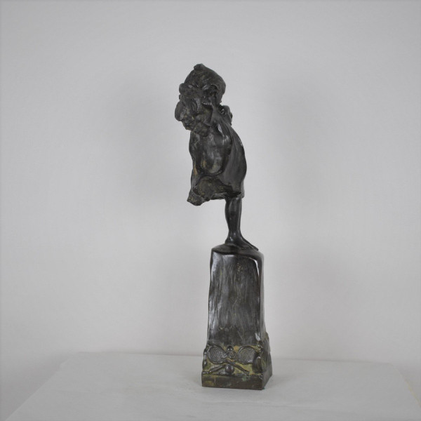 Robin Shippard, Little Girl With Puppy, Bronze Signed And Dated 1901