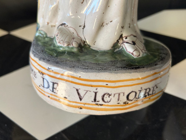 Large Virgin In Childbirth In Earthenware From Nevers “Notre Dame Victoire Pour Nous” 18th Century