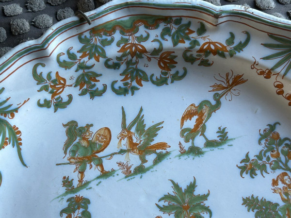 Important Earthenware Dish From Moustiers 18th Century Diameter 37 Cm