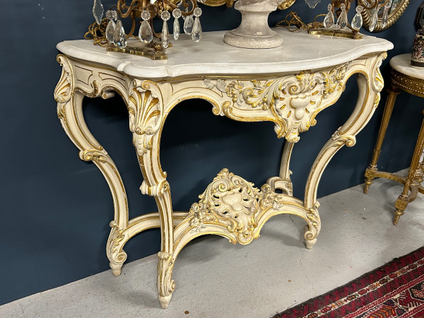 Louis XV Style Lacquered And Gilded Wood Console circa 1900